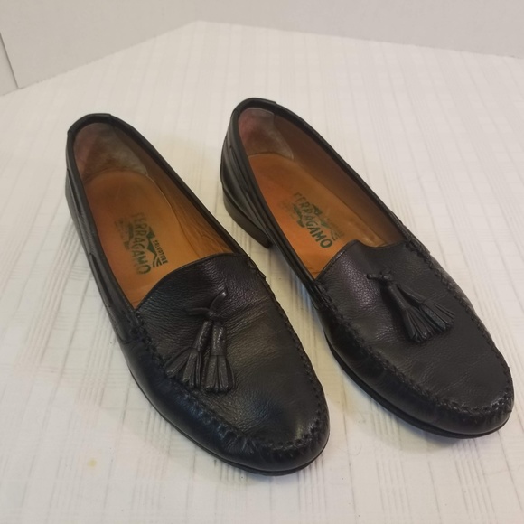 EUC. Salvatore Ferragamo Black Tassel Slip On 10 D - Picture 4 of 8